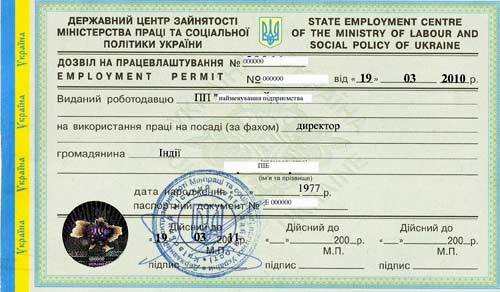 разрешение на трудоустройство в украине